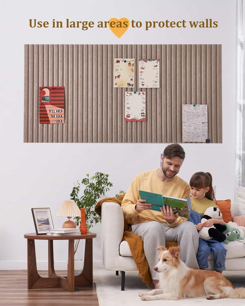 rokeblau 24x16 inches Large Bulletin Board, Decorative Felt Pin Board, 0.35“ Thick Foldable Photo Display Board with Self-Adhesive Tape, Vision Board for School Home Kitchen Office Walls - Dark Camel - Image 5